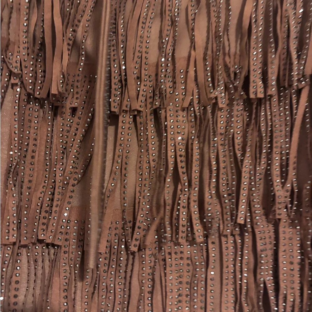 Brown Fringe Skirt - Picture 2 of 4